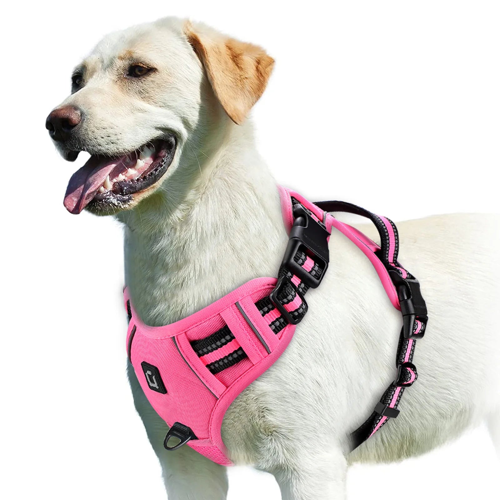 Adjustable Soft Padded No Pull Dog Harness Vest with Easy Control Handle Reflective Polyester Blends for Adult Dogs