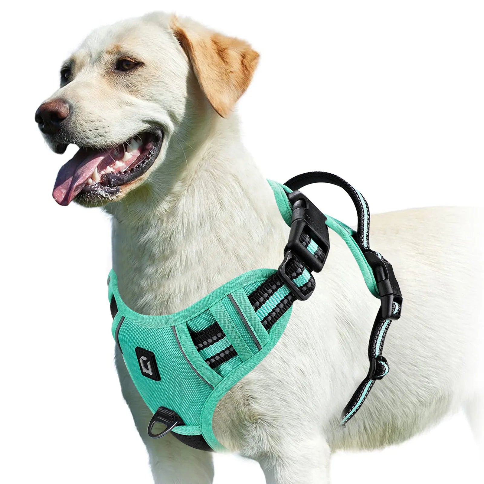 Adjustable Soft Padded No Pull Dog Harness Vest with Easy Control Handle Reflective Polyester Blends for Adult Dogs