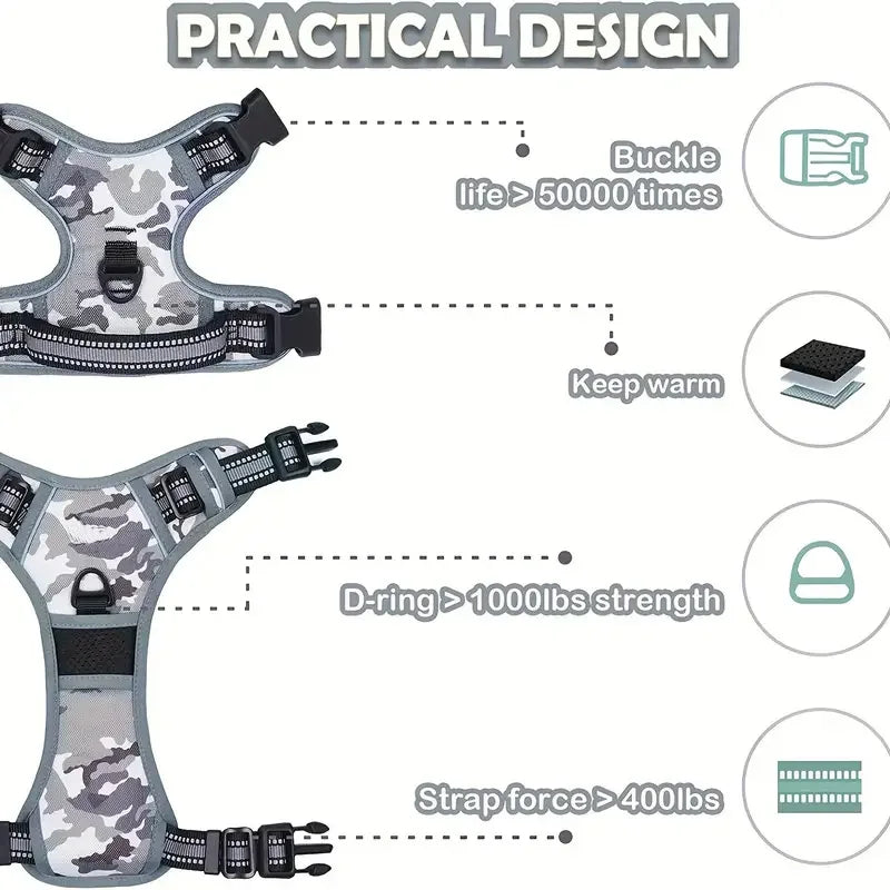 Easy Walking Reflective No-Pull Dog Harness With Handle For Training