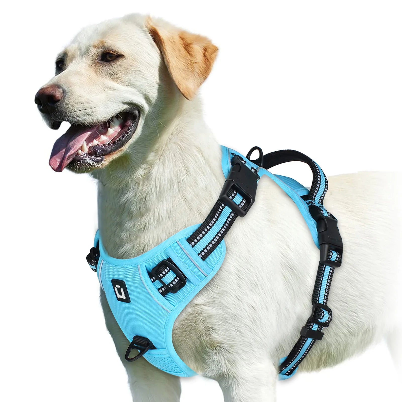 Adjustable Soft Padded No Pull Dog Harness Vest with Easy Control Handle Reflective Polyester Blends for Adult Dogs