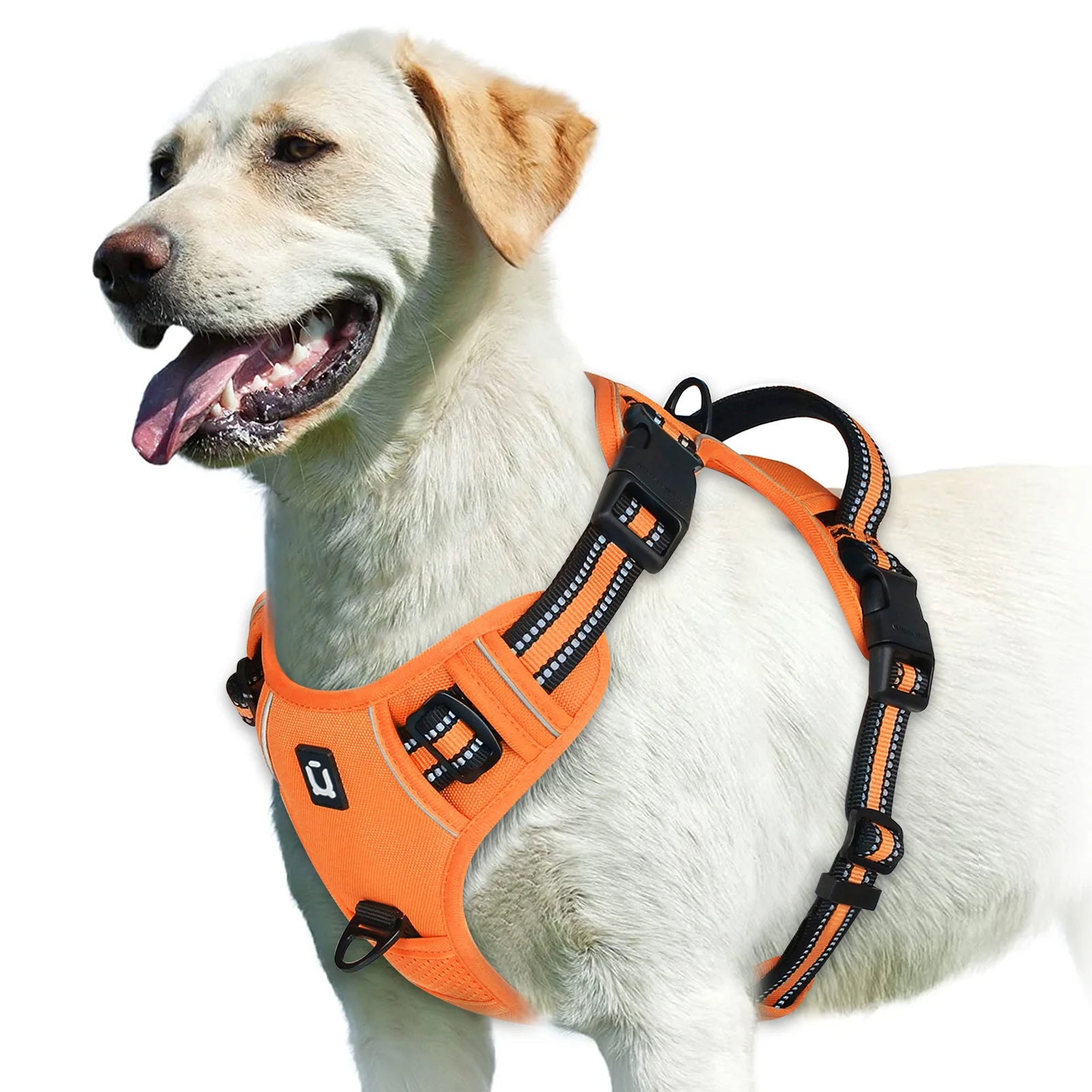 Adjustable Soft Padded No Pull Dog Harness Vest with Easy Control Handle Reflective Polyester Blends for Adult Dogs