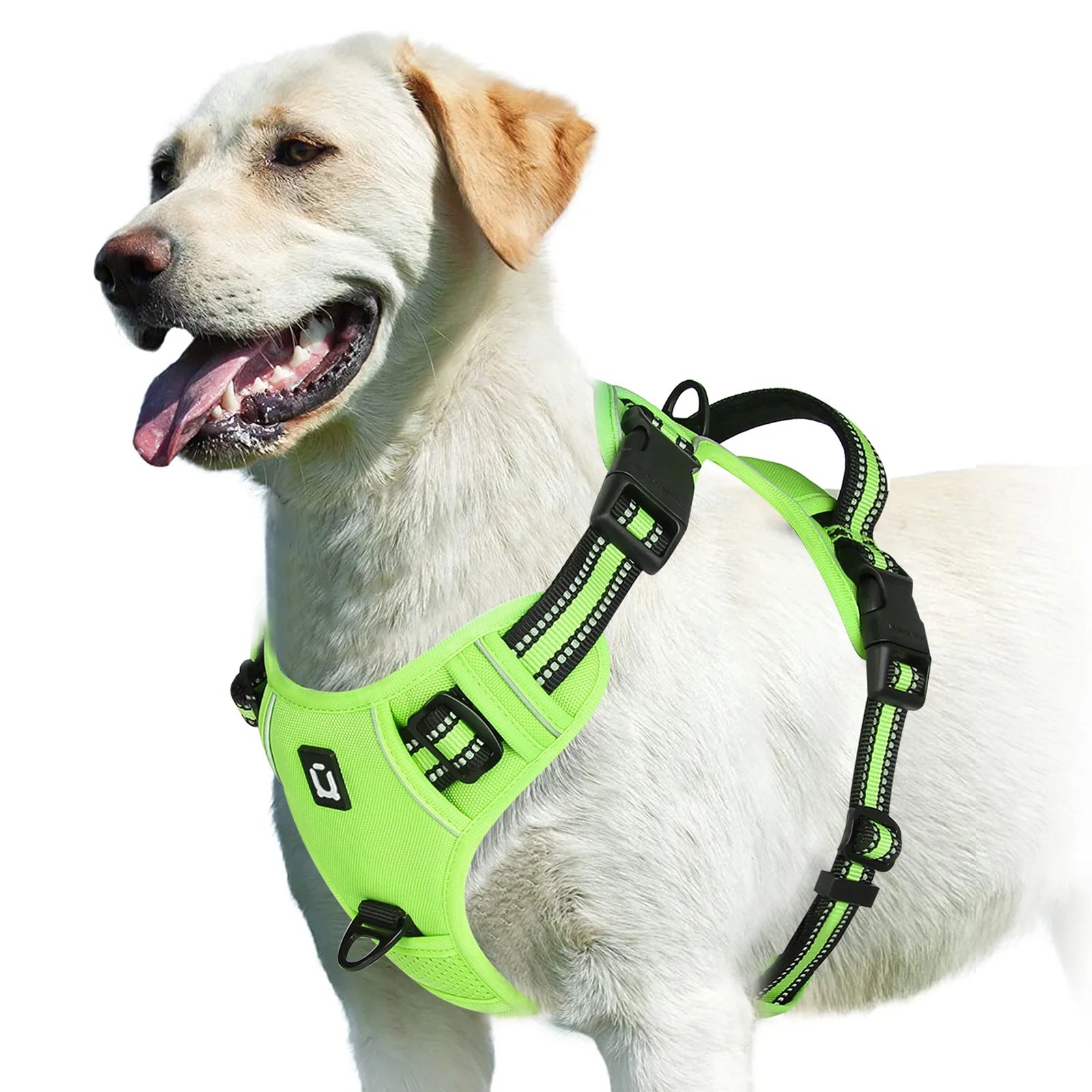 Adjustable Soft Padded No Pull Dog Harness Vest with Easy Control Handle Reflective Polyester Blends for Adult Dogs