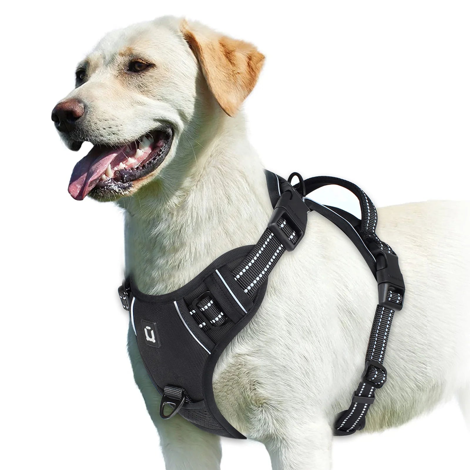 Adjustable Soft Padded No Pull Dog Harness Vest with Easy Control Handle Reflective Polyester Blends for Adult Dogs