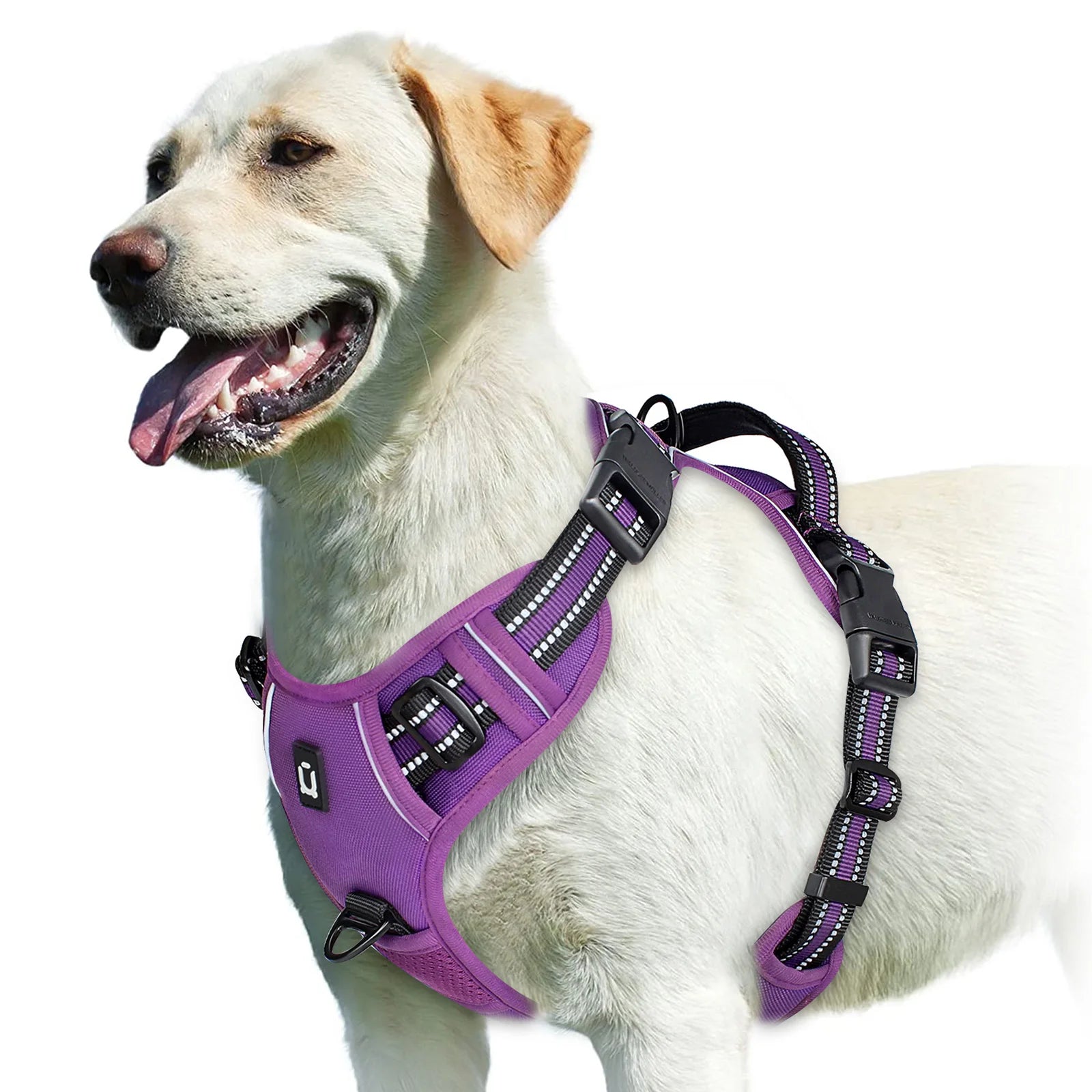 Adjustable Soft Padded No Pull Dog Harness Vest with Easy Control Handle Reflective Polyester Blends for Adult Dogs