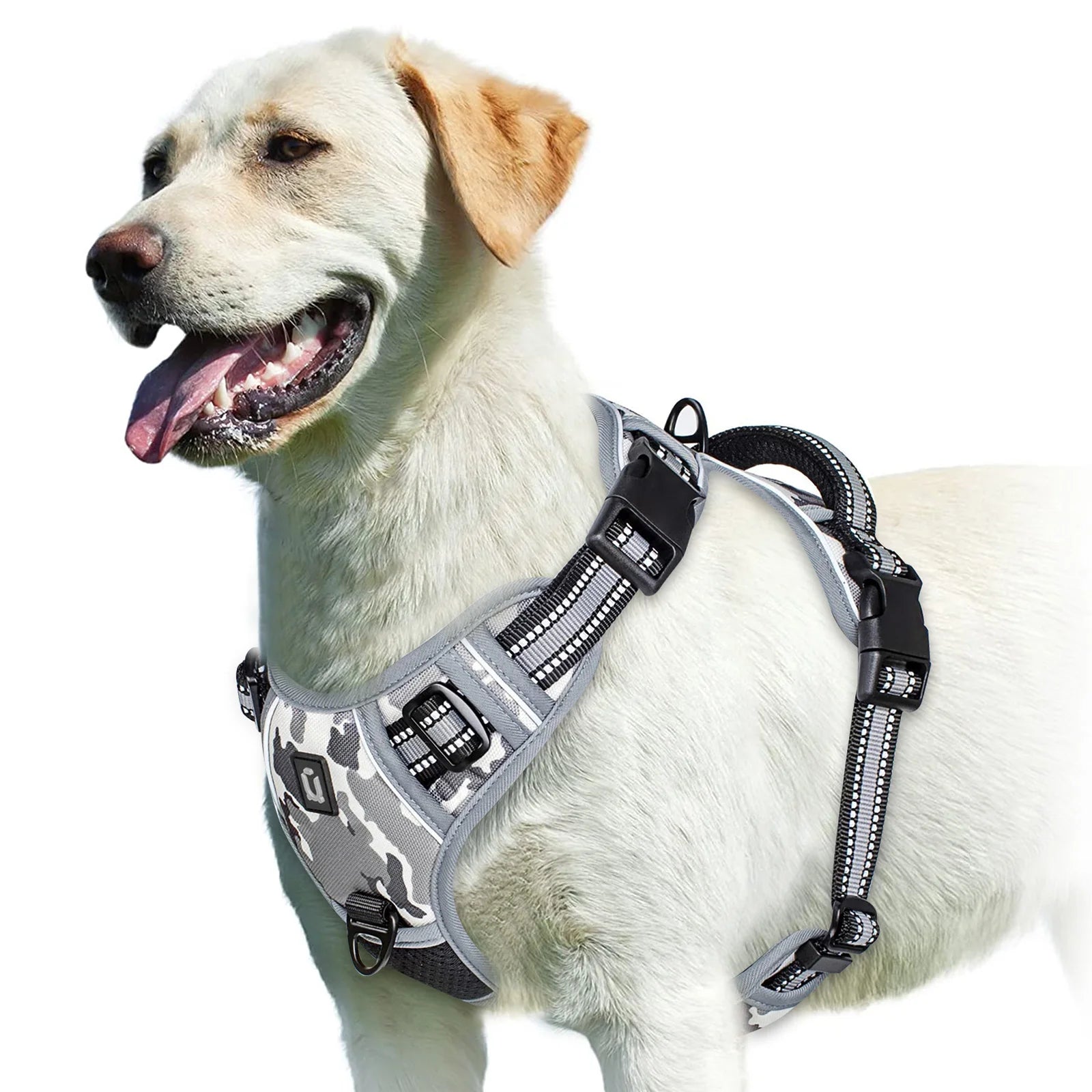 Adjustable Soft Padded No Pull Dog Harness Vest with Easy Control Handle Reflective Polyester Blends for Adult Dogs